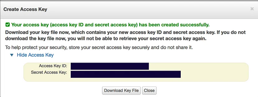 Access Key ID and Secret Access